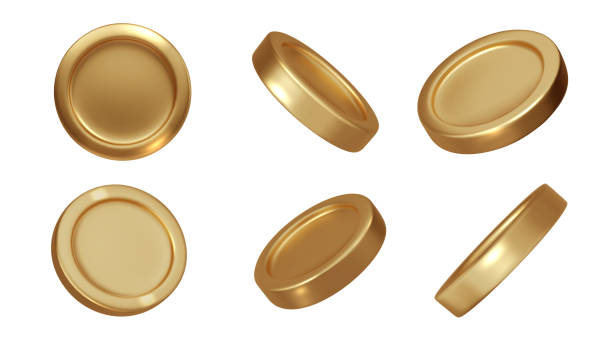 istock Gold coins  realistic vector in different angles isolated. Gold metal money. 2170722928