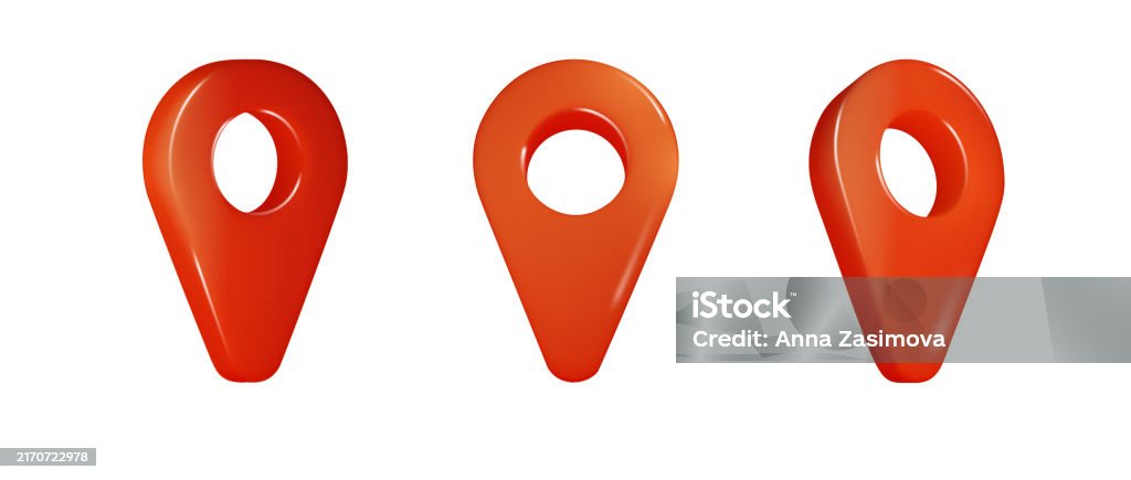Random Location Map Pin Red Map Locator Pin Realistic Map Pointers Isolated Realistic Vector ...
