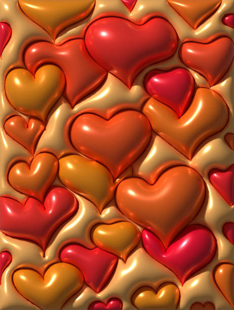 istock Red and orange inflated hearts of different sizes, 3D rendering illustration 2170723056