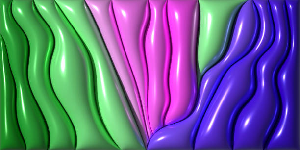 istock Green, pink, blue wavy inflated shapes with shiny smooth surface, 3D rendering illustration 2170723101