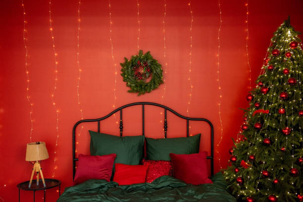 istock Festive Bedroom Decor with Christmas Tree and Wreath 2170729867