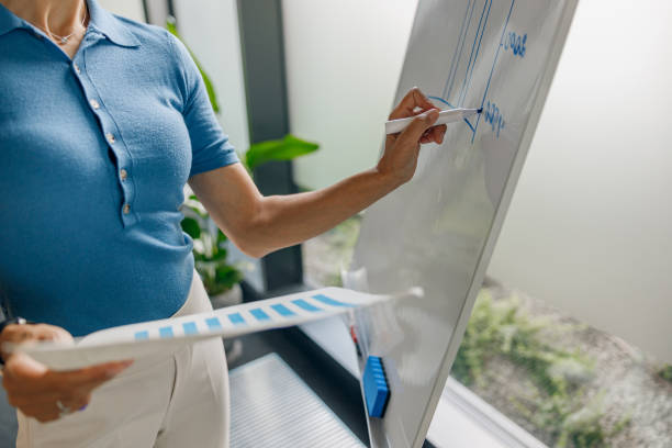 istock Engaging and Effective Professional Business Presentation Utilizing a Whiteboard and Marker 2170740114