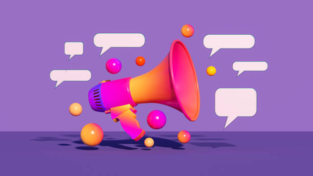 istock Colorful Megaphone and Speech Bubbles Representing Social Media Communication - 3D Rendering 2170742893