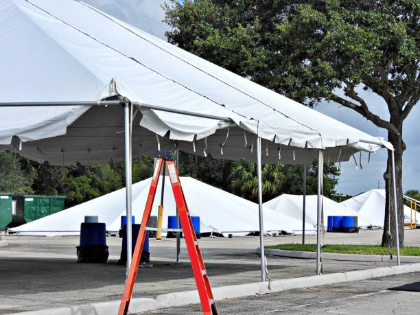istock Party tents being constructed for an event 2170746410