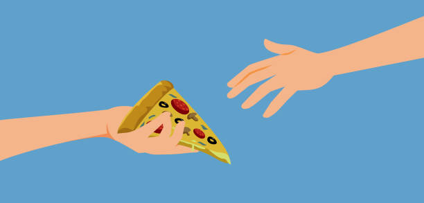istock Person Offering a Pizza Slice to a Friend Vector Illustration 2170746534