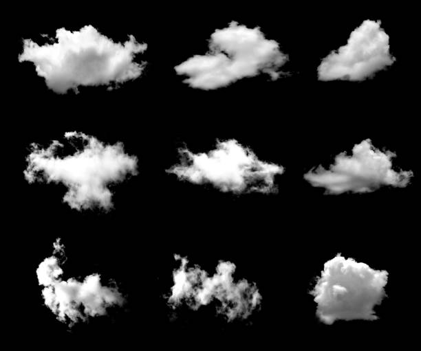 istock Clouds isolated on black background. Collection of fog. White clouds or smog. 2170757533