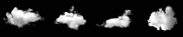 istock Clouds isolated on black background. Collection of fog. White clouds or smog. 2170757596