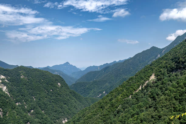 Xi'an, China, Qinling Mountains and blue sky and white clouds