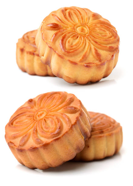 Mid-Autumn Festival moon cake on white background