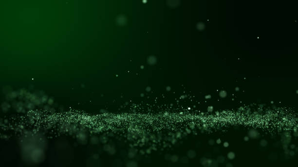 istock Glitter light green particles stage abstract background. Flickering particles with bokeh effect. 2170764005