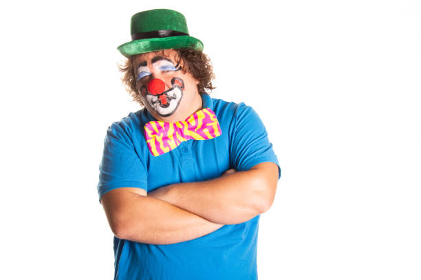 istock Funny fat clown posing on a white background. 2170775633