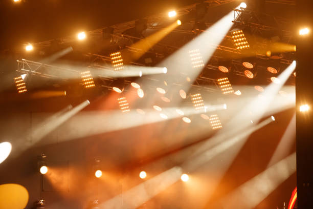 istock Red-orange color on stage at a concert 2170776031