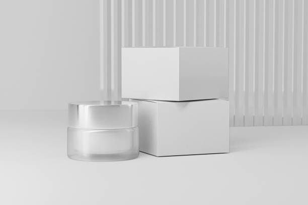 istock Realistic 3d render of Cream jar with box packaging mockup 2170776819