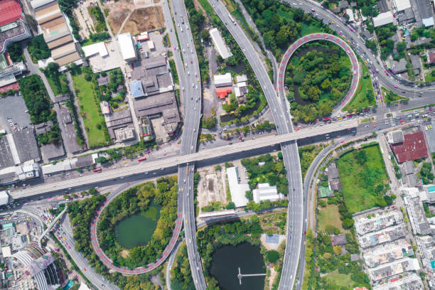istock Expressway cross road aerial view day time 2170782320