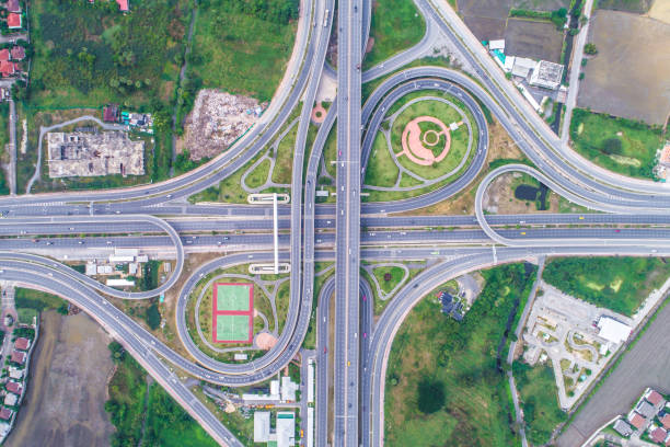 istock Expressway cross road aerial view day time 2170782575