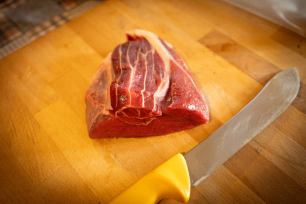 Cut the steak with a knife.
