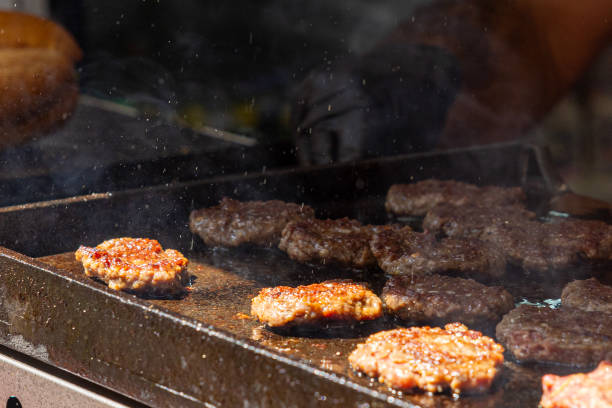 Meatballs cooked on the grill