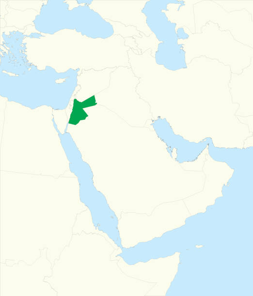 istock Highlighted map of JORDAN inside map of the Middle East 2170799528