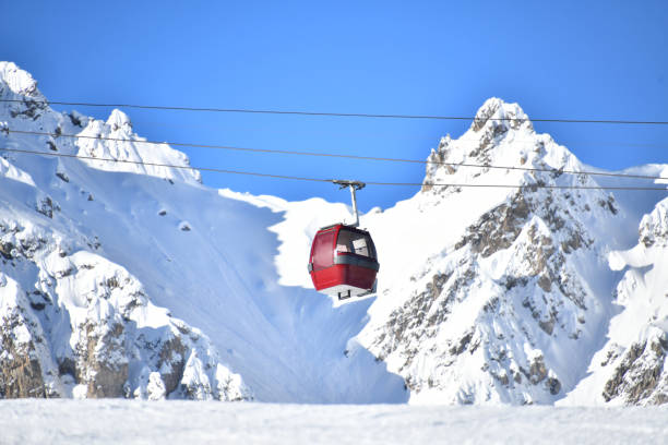istock Vintage ski gondolas over Courchevel ski resort by winter 2170799864