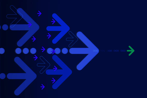 istock Graphic Arrows Concept on simple clean blue background. 2170800513