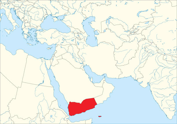 istock Highlighted map of YEMEN inside map of the Middle East 2170800615