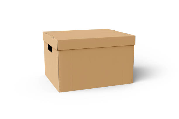 istock brown Cardboard box with lid isolated on white background. paper packaging mockup 2170803783