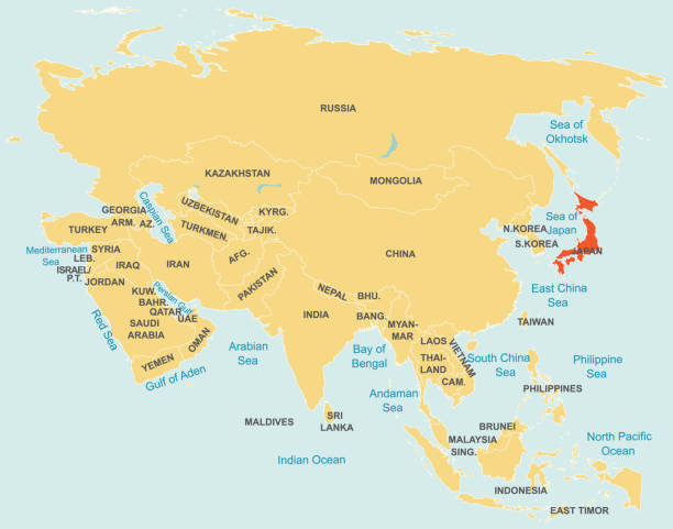 istock Highlighted map of JAPAN inside map of Asia 2170803931