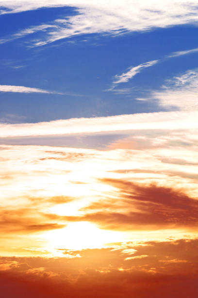 Sunrise. The sky. Sunrise in the summer. Majestic sunrise in the summer with red clouds