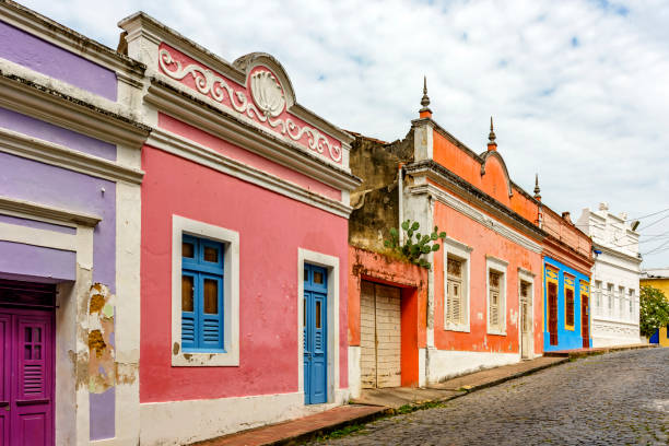istock Old houses with their colorful facades 2170816159