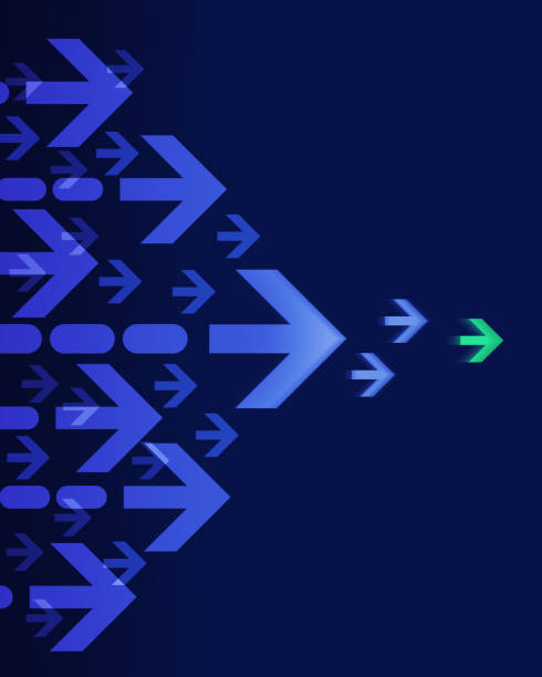 istock Graphic Arrows Concept on simple clean blue background. 2170820286