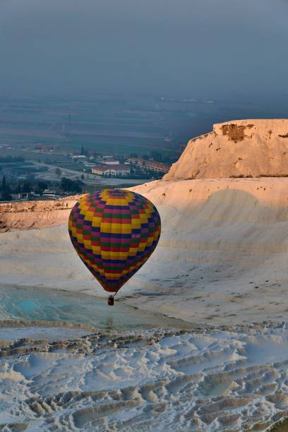 istock Hot air balloon over Pamukkale terraces 2170820513