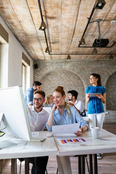istock Creative managers crew, business people, designer working with new startup project in office. 2170820767