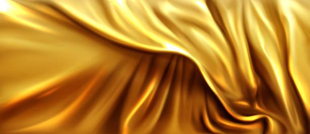 istock Golden silk or satin cloth with folds and creases. 2170822453