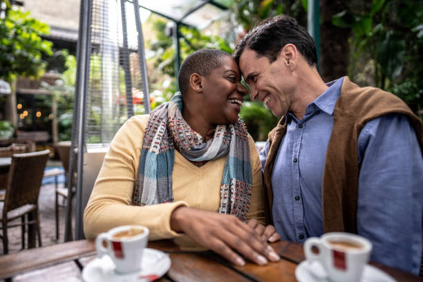 istock Happy couple on affection moment in a restaurant 2170828115