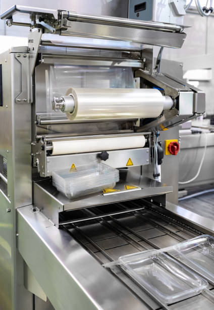 istock Industrial plastic film roll in packaging machinery. 2170828264