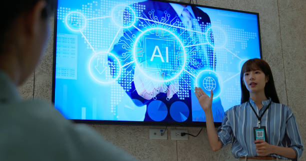 businesswoman doing AI presentation