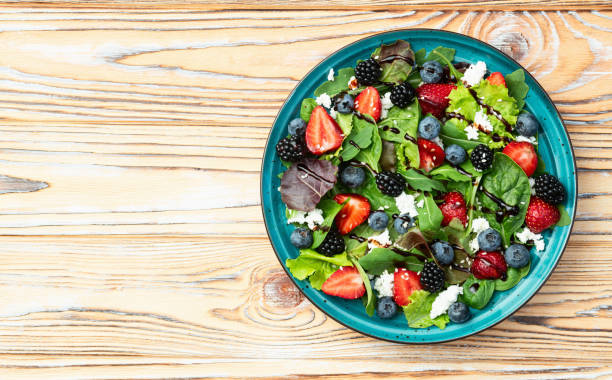 istock Berries salad (blueberry strawberry blackberry ) with cheese feta and balsamic sauce 2170833732