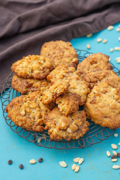 istock Sweet crispy oat Rice Krispie cookies with chocolate chips 2170835324