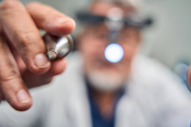 Otoscope for audiologist or ENT doctor use otoscope checking ear and treate hearing loss problem.