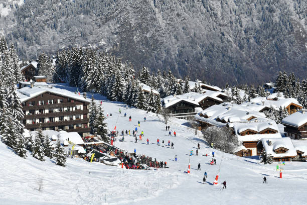Courchevel ski resort view by winter