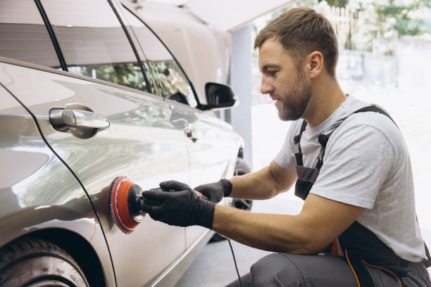 istock Professional Car Detailing with an Auto Polisher in a Garage Setting 2170837664