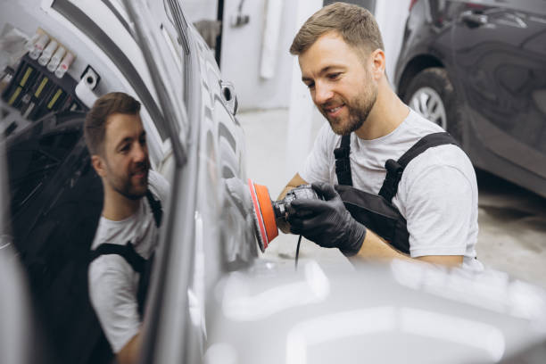 istock Professional Car Detailing with an Auto Polisher in a Garage Setting 2170837828