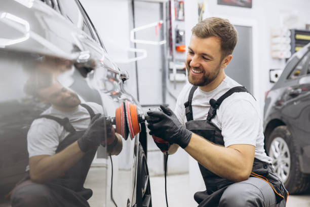 istock Professional Car Detailing with an Auto Polisher in a Garage Setting 2170837839