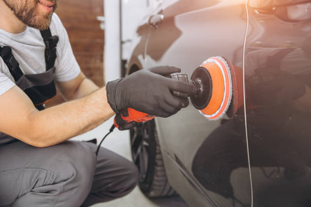 istock Professional Car Detailing with an Auto Polisher in a Garage Setting 2170840354