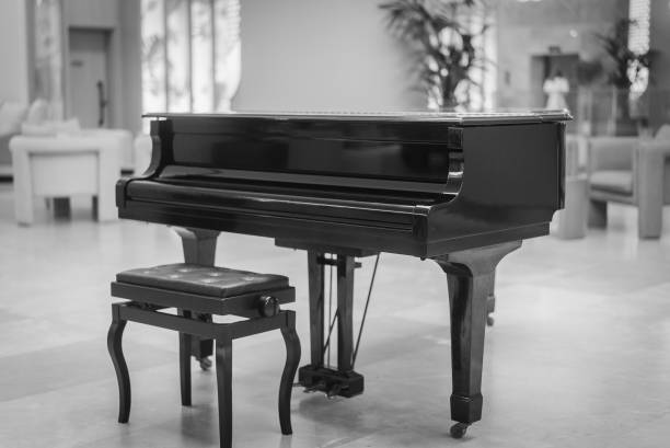 istock A large Royal Piano standing in a Modern Interior.black and white . 2170841598