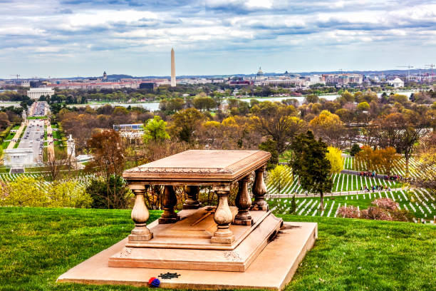 L'Enfant Grave Next to Lee House Arlington National Cemetery Washington DC. L'Enfant was the Revolutionary engineer that designed Washington DC. Arlington was established during Civil War on Robert E. Lee's House.