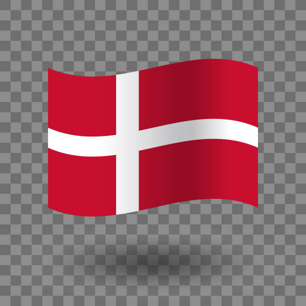 ilustrações, clipart, desenhos animados e ícones de vetor da bandeira de dinamarca. bandeira ondulada de dinamarca isolada - bandeira dinamarquesa