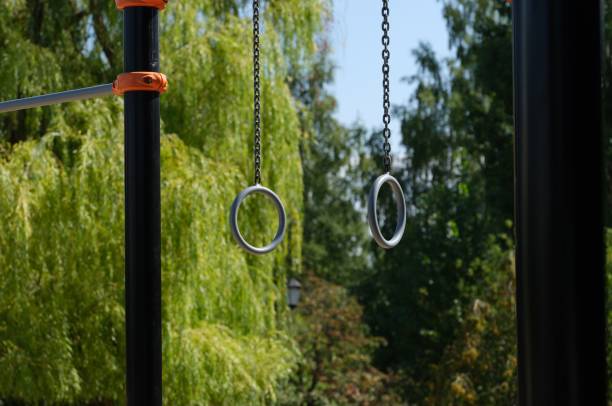 Gymnastic rings on a sport complex outdoors.