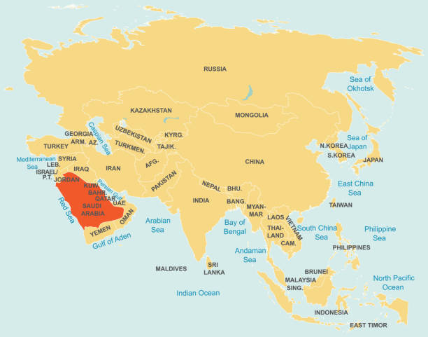 istock Highlighted map of SAUDI ARABIA inside map of Asia 2170873432