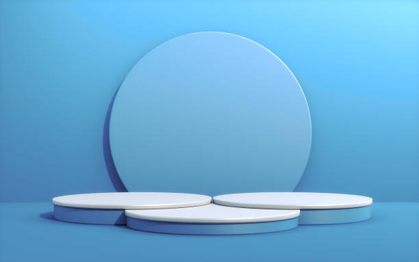istock Blue Soft Background and Blue White Round Product podium 2170875039